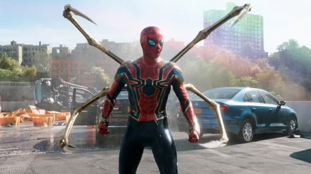 User-provided red, navy and gold mechanical Spider-Man suit reference